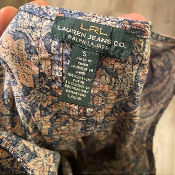 Lauren Ralph Lauren Womens Small Blouse Pleated Long Sleeve Blue Pink Floral - Picture 4 of 8